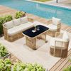 4-teiliges PE Rattan Gartenmöbel Set mit 3-Sitzer Sofa, 2 Sesseln & Glastisch – Outdoor Lounge Set mit Polyester Kissen, Stahlrahmen & gehärteter Glasplatte für Terrasse & Balkon Bild 2