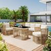4-teiliges PE Rattan Gartenmöbel Set mit 3-Sitzer Sofa, 2 Sesseln & Glastisch – Outdoor Lounge Set mit Polyester Kissen, Stahlrahmen & gehärteter Glasplatte für Terrasse & Balkon Bild 4