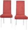 Modernes Polsterstuhl-Set (2 Stk.) mit Cordbezug rot & weißen Holzbeinen Bild 2