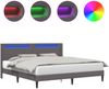 vidaXL Bettrahmen mit LED-Lichtleisten Grau 200 x200 cm Kunstleder 42027990 Bild 2