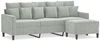 vidaXL 3-Sitzer-Sofa mit Hocker Hellgrau 180 cm Samt 3201107 Bild 2