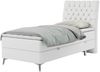Boxspringbett MILEN, Einzelbett 90x200, Polsterbett mit Multipocket-Matratze und Topper - Weiß Kunstleder - rechts - H3 Bild 2