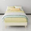 Bett 90×200 cm mit stabilem Metallrahmen und Stoffbezug in Beige Bild 2