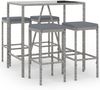 vidaXL 5-tlg. Gartenbar-Set mit Kissen Grau Poly Rattan 3187634 Bild 2