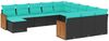 vidaXL 12-teiliges Gartensofa-Set mit Kissen, schwarzes Polyrattan 3228262 Bild 2
