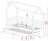 Hausbett Kinderbett MERET 200x90cm Kiefer Massiv Weiß inkl. Zusatzbett Bild 2