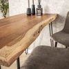 Bartisch Bord Nadel aus massivem Akazienholz, modern mit Baumkante, naturfarben, Metallgestell Bild 4