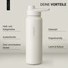 Vinsun Isolierflasche Edelstahl Trinkflasche 750ml Strohhalm - 2 Deckel Thermoflasche, BPA frei, doppelwandig, auslaufsicher, bruchsicher, geruchsneutral Bild 2