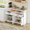 FUROKOY Sideboard Holz Küchenschrank Kommode Aufbewahrungsschrank, Weiß Buffetschrank 2 Schubladen 4 Türen 140x40x105cm Bild 3