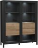 Highboard Vitrine HIGH ROCK 2-trg. Riviera Eiche Optik / Schwarz Forte Bild 4