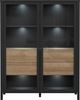 Highboard Vitrine HIGH ROCK 2-trg. Riviera Eiche Optik / Schwarz Forte Bild 2