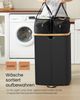 SONGMICS Wäschekorb 2 Fächer, Wäschesammler, 150 Liter, Wäschesortierer mit Deckel, Wäschetonne, Wäschesäcke herausnehmbar, für Waschküche, Schlafzimmer, Wohnzimmer, tintenschwarz-naturbeige Bild 4