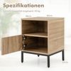 2er Set Rattan Nachttisch mit Offenem Regal & Schrank Nachtschrank Beistelltisch Natur Bild 2