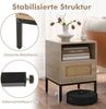 2er Set Rattan Nachttisch mit Offenem Regal & Schrank Nachtschrank Beistelltisch Natur Bild 4