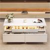 KLAM HOME Couchtisch 90x45x35.5 cm Couchtisch mit Tablett, Sofatisch mit 2 Schubladen (Hochglanz-Couchtisch fürs Wohnzimmer, kaffeetisch mit LED-Licht), Tragender Beistelltisch aus gehärtetem Glas Bild 2