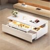 KLAM HOME Couchtisch 90x45x35.5 cm Couchtisch mit Tablett, Sofatisch mit 2 Schubladen (Hochglanz-Couchtisch fürs Wohnzimmer, kaffeetisch mit LED-Licht), Tragender Beistelltisch aus gehärtetem Glas Bild 5