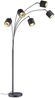 LED Stehleuchte 5 flammig Metall Stoffschirm Schwarz/Gold, Höhe 200cm Bild 2