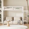 Hochbett 140*200 mit Leiter, Kinderbett mit Eisenrahmen und Aufbewahrungsregal, Kleiderschrank Weiß Bild 3