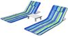 2 x Strandmatte mit Beistelltisch Verstellbares Liegestuhlset 151 x 55,5 x 27-47 Blau + Grün Bild 2