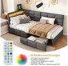 Gdood Polsterbett Doppelbett Daybett Tagesbett LED (Mit Steckdose & USB & TYPE-C, Hydraulisch hebbarer Stauraum, Geeignet für Jungen und Mädchen), Schlafsofa, Mit LED-Beleuchtung, Ladefunktion, Leinen, 90x200 cm Bild 3