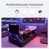 Kinderbett im E-Sport-Stil mit PU-Lederbezug in Farbblockoptik,LED-Beleuchtung mit Farbwechsel hydraulischem Stauraum und integrierter TV-Halterung Multifunktionales Gaming Bett,,90 x 200 cm Bild 4