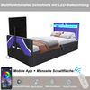 Kinderbett im E-Sport-Stil mit PU-Lederbezug in Farbblockoptik,LED-Beleuchtung mit Farbwechsel hydraulischem Stauraum und integrierter TV-Halterung Multifunktionales Gaming Bett,,90 x 200 cm Bild 5