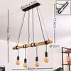 hofstein Pendelleuchte »Quart« Hängelampe aus Holz/Metall in Braun/Schwarz, ohne Leuchtmittel, verstellbaren Leuchtenschirmen,4xE27, Holzbalken, Retro/Vintage-Design Bild 2