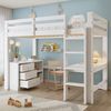 Bett 90x200 cm Hochbett mit Schreibtisch und Schubladenschrank – weißes Kinderhochbett mit Stauraum Bild 2