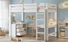 Bett 90x200 cm Hochbett mit Schreibtisch und Schubladenschrank – weißes Kinderhochbett mit Stauraum Bild 4