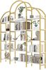 Weiße-Gold Regal 5-etagig, Bücherregal Modern 190cm, Stahlrohr Spanplatte,Wolkenform Deko,Stauraum Regal,einfach montierbar,Wohnzimmer Regal Bild 5