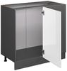 Eckunterschrank R-Line Weiß Hochglanz 86 cm ohne Arbeitsplatte Vicco Bild 2