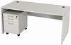 Furni24 Schreibtisch fürs Arbeitszimmer und Home Office - Großer laminierter Computertisch aus Holz, 2 Kabeldurchlässe und mit verstellbarem Metall kabelkanal-Nuvi (Grau, Kabelkanal 160 x 80 x 75 cm) Bild 5