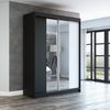 Schwebetürenschrank NEO 2-türig Schrank 160 cm (mit Spiegel) Farbe: Schwarz , weiß Bild 2