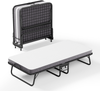 Klappbett Gästebett 90x190 cm Schwarz Metall Rollen Memory Schaum Matratze Klappsofa Campingbett Tagesbett 150kg Bild 3