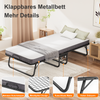 Klappbett Gästebett 90x190 cm Schwarz Metall Rollen Memory Schaum Matratze Klappsofa Campingbett Tagesbett 150kg Bild 5