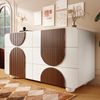 Kommode aus Holz mit 6 Schubladen, geschwungenes Design, 121 x 41 x 71 cm, Weiß Bild 4