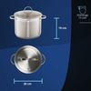 KHG Induktion Kochtopf XXL Topf Großraumtopf | Ø 26 cm und 10 Liter Volumen | Suppentopf, Fleischtopf aus rostfreiem Edelstahl | Topf inkl. Glasdeckel mit Sieb | Innenskala, Ausguss Bild 2