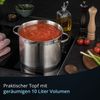 KHG Induktion Kochtopf XXL Topf Großraumtopf | Ø 26 cm und 10 Liter Volumen | Suppentopf, Fleischtopf aus rostfreiem Edelstahl | Topf inkl. Glasdeckel mit Sieb | Innenskala, Ausguss Bild 3