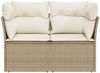 vidaXL Gartensofa mit Kissen 2-Sitzer Beige Poly Rattan 366075 Bild 4
