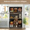 Merax 185cm Küchenschrank, Buffet, Sideboard, mit Metallgriffe, verstellbare Regale, Schubladen, offener Stauraum, Kippschutzzubehör, Grau und Schwarz Bild 2