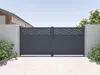Vente-unique - BAZIO Eingangstor Metall Grau - B 4,6 cm x H 176 cm x L 300 cm Bild 2