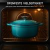 Zedelmaier Bräter Gusseisen Topf 22/24/26cm Incl. Silikon Topflappen Topfuntersetzer, (Set, 1 Pot mit 1 lid, 2 Ofenhandschuhe, 1 Topfuntersetzer), Backofengeeignet Induktionsgeeignet Zum Braten, Schmoren, Kochen Bild 4