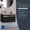 BADEDU FILS Waschbecken mit Unterschrank 69 cm breit, Schwarz, Waschbecken Gussmarmor Weiß, Griff Gold Bild 2