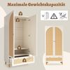 Kleiderschrank, 2 Türen und Rattan Landhausstil mit großer Schublade höhenverstellbare Regale Kleiderstange Kippsicherung, Holz+Rattan, Weiß, 180x85x52cm Bild 5