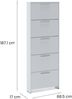 Dmora Schuhschrank Campania, Schuhregal, Mehrzweck-Eingangsgarderobe, Möbel für Schuhe, 69x17h187 cm, Weiß Bild 3