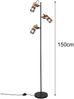 Stehlampe TOSH mit 3 Strahlern Gitter Schwarz & Holz, schwenkbar, Höhe 150cm Bild 4