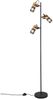 Stehlampe TOSH mit 3 Strahlern Gitter Schwarz & Holz, schwenkbar, Höhe 150cm Bild 2
