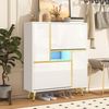 Moderner Schuhschrank, weißer Schuhschrank mit Hochglanzfront und 16-farbigem LED-Licht (80 x 25 x 96 cm) Bild 2