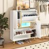 Moderner Schuhschrank, weißer Schuhschrank mit Hochglanzfront und 16-farbigem LED-Licht (80 x 25 x 96 cm) Bild 3