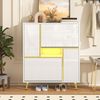 Moderner Schuhschrank, weißer Schuhschrank mit Hochglanzfront und 16-farbigem LED-Licht (80 x 25 x 96 cm) Bild 4